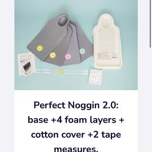Perfect Noggin 2.0: base +4 foam layers + cotton cover +2 tape measures.